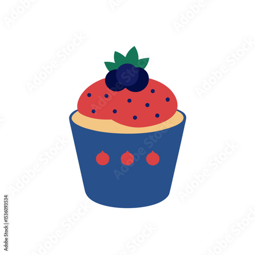 mousse cup with berries on white background 