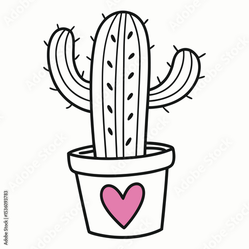 Adorable Cactus in Pot Cute Vector Illustration, Perfect for Prints, Cards, and Decor