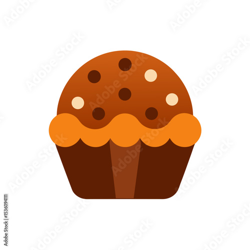 chocolate chip muffin on white background .svg