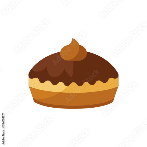 chocolate mousse tart on white background 