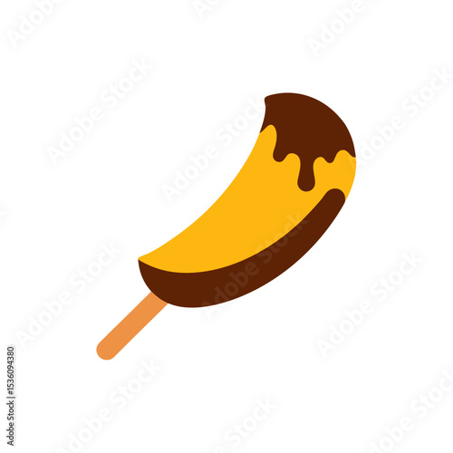 chocolate dipped banana slice on white 