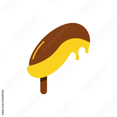 chocolate dipped banana slice on white 
