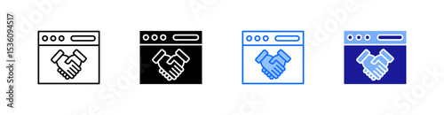 Partnership Handshake Multiple Style Icon Set Vector 