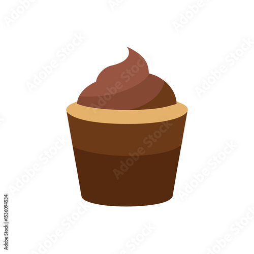 chocolate mousse cup on white background  