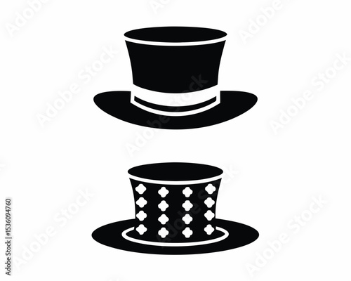 Top Hat icon silhouette vector illustration