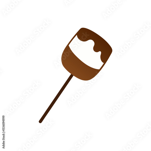 marshmallow dipped in chocolate on white 
