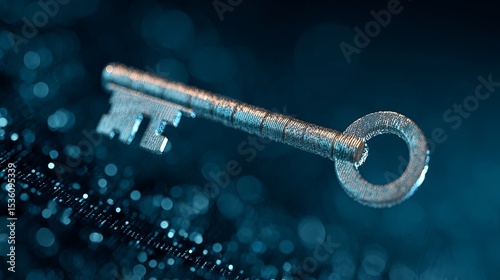 Key security element floating in digital blue background --ar 16:9 --v 7 Job ID: 457bfd6b-72b2-4496-a5af-dd48990f2d67