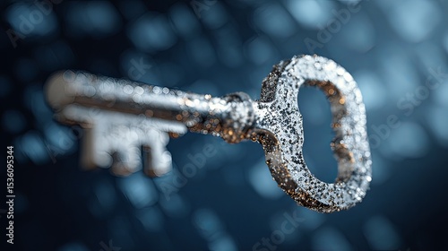 Key security element floating in digital blue background --ar 16:9 --v 7 Job ID: 457bfd6b-72b2-4496-a5af-dd48990f2d67