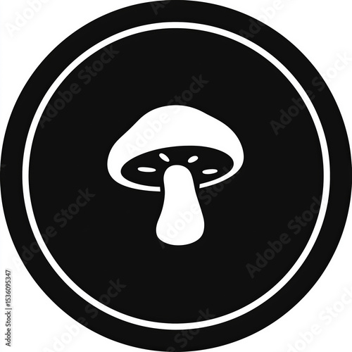 Mushroom icon inspires sense of wonder and simplicity. This simple graphic is standout element for any project, delivering touch of nature charm