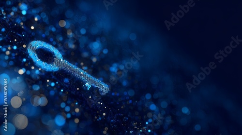 Key security element floating in digital blue background --ar 16:9 --v 7 Job ID: 457bfd6b-72b2-4496-a5af-dd48990f2d67