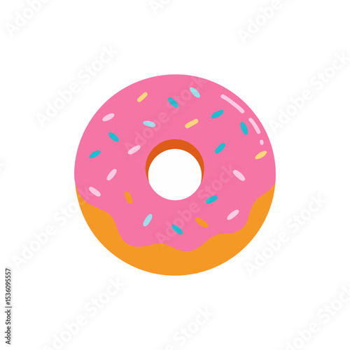 glazed donut with sprinkles on white 