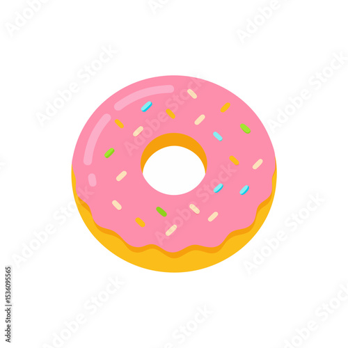 glazed donut with sprinkles on white 