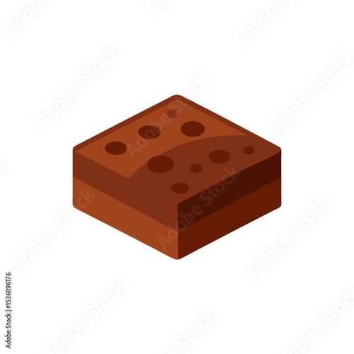 chocolate fudge brownie on white background 
