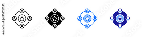Community Multiple Style Icon Set Vector 