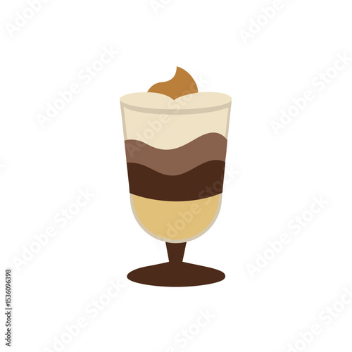 tiramisu dessert glass on white background 