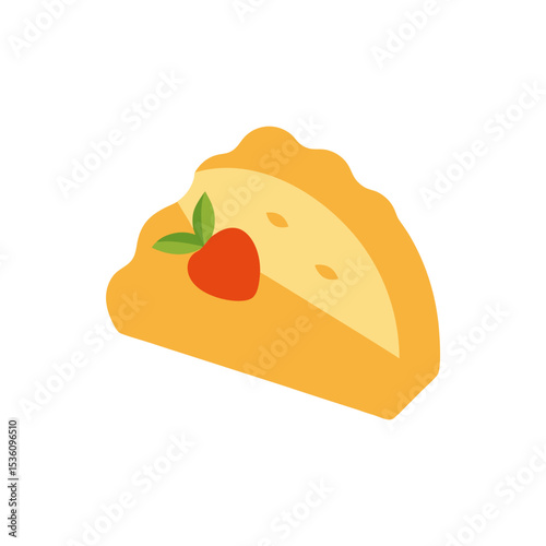 apple strudel slice on white background  