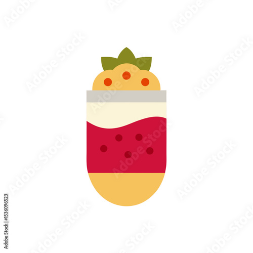 fruit parfait with granola on white 