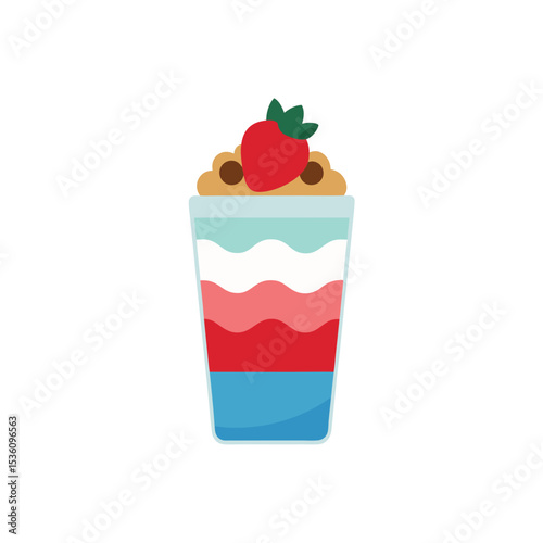 fruit parfait with granola on white 