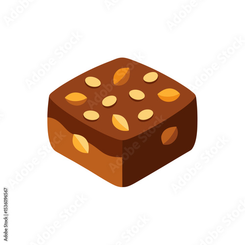 brownie with nuts on white background .svg