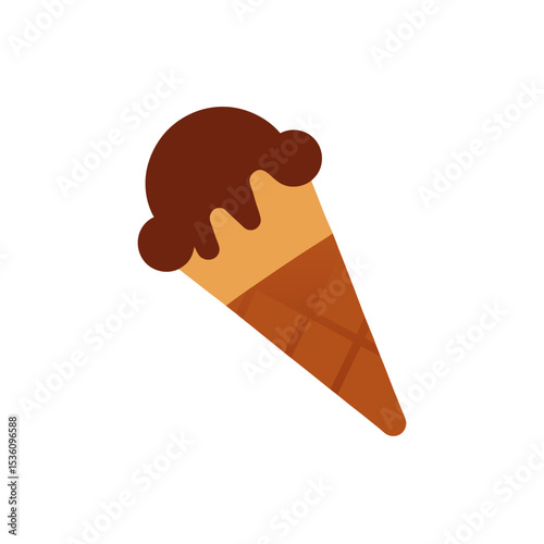 chocolate dipped waffle cone on white 