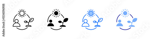 Ecosystem Multiple Style Icon Set Vector 