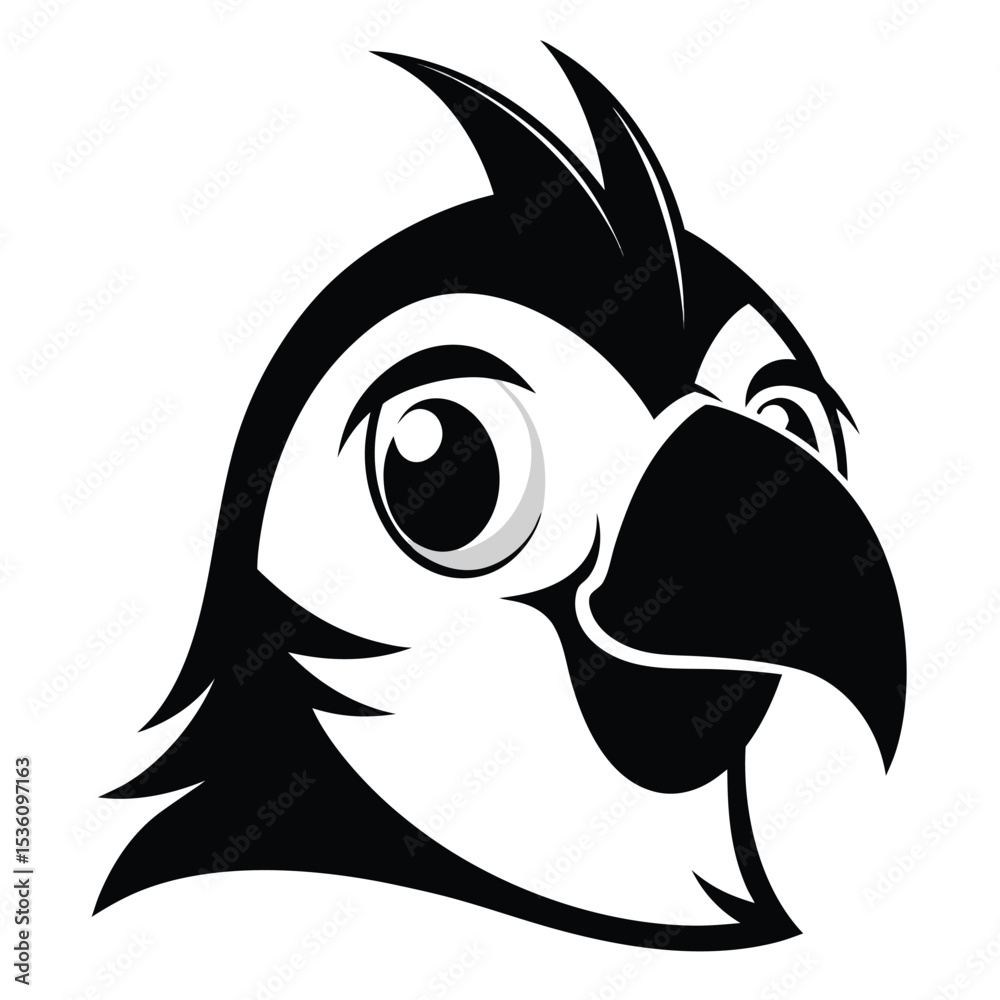 Fototapeta premium A fierce toucan head with bold black and white contrasts shows its power
