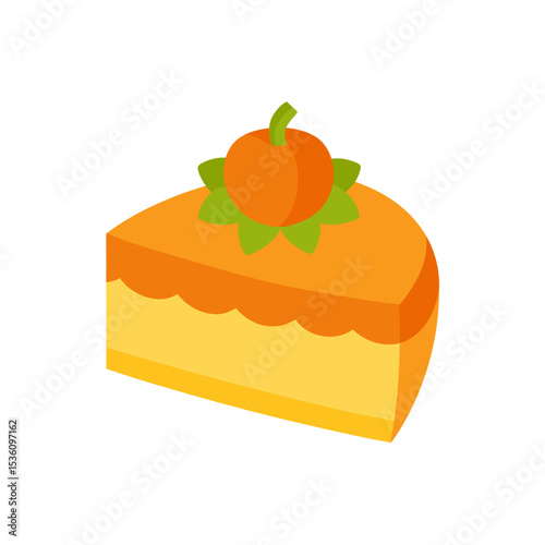 pumpkin cheesecake on white background  