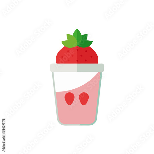 strawberry yogurt parfait on white background.svg