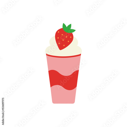 strawberry yogurt parfait on white background 