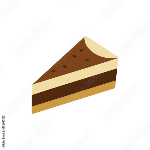 tiramisu slice with cocoa dusting on white 