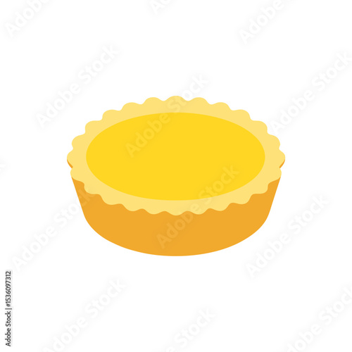 vanilla custard tart on white background .svg