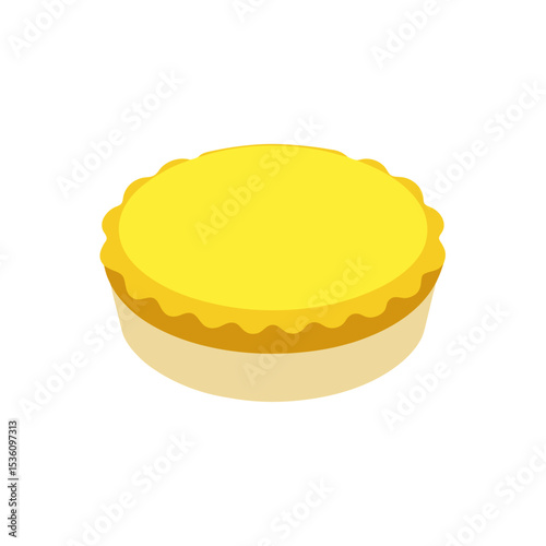 vanilla custard tart on white background  