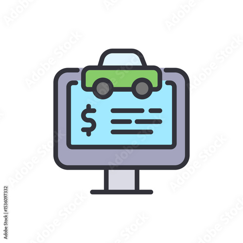 Car Loan Information On A Computer Screen With Green Vehicle