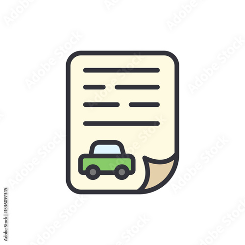 Car Insurance Policy Document Illustration With Green Vehicle Image