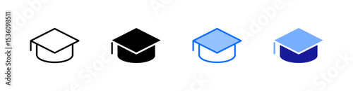 Graduation Multiple Style Icon Set Vector 