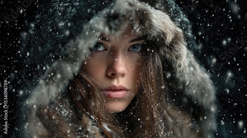 Woman winter snow portrait