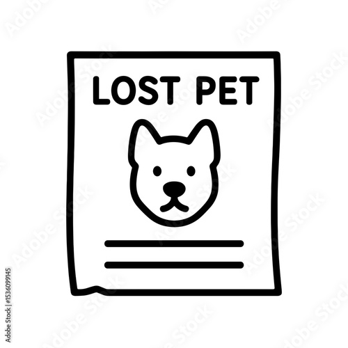 Lost pet poster with dog face – represents missing animal notice, outline icon