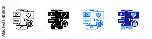 Social Media Multiple Style Icon Set Vector 