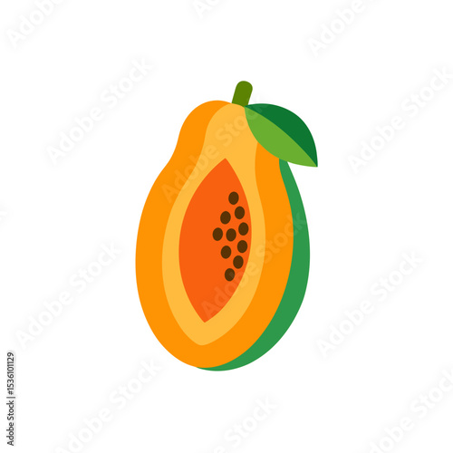 papaya on white background   