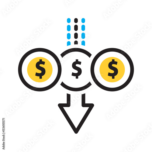 Vector multi color icon for Reduce cost