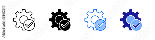 Project Management Multiple Style Icon Set Vector 