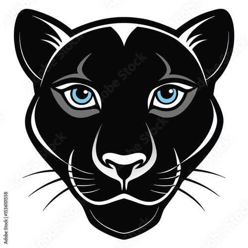 emblem shows a black panther face looking forward with its striking blue eyes