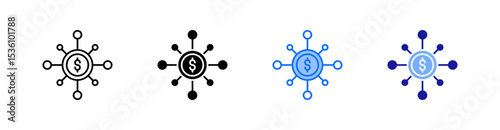 Fundraise Multiple Style Icon Set Vector 
