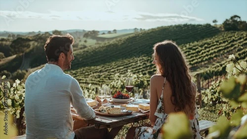 Romantic vineyard dinner overlooking rolling hills