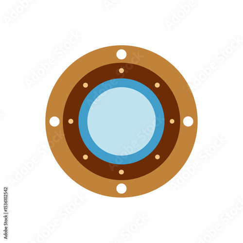 ship porthole on white background 