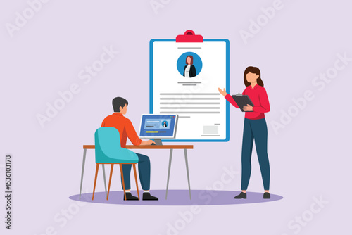 Human Resource Concept. Colored flat vector illustration isolated
