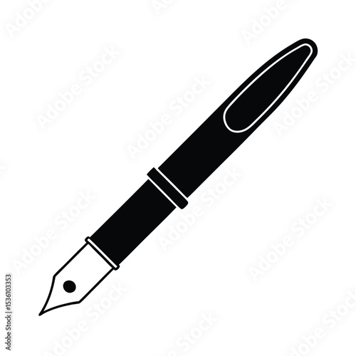 High resolution vector illustration of a classic fountain pen detailed design suitable for stationery branding writing and calligraphy projects