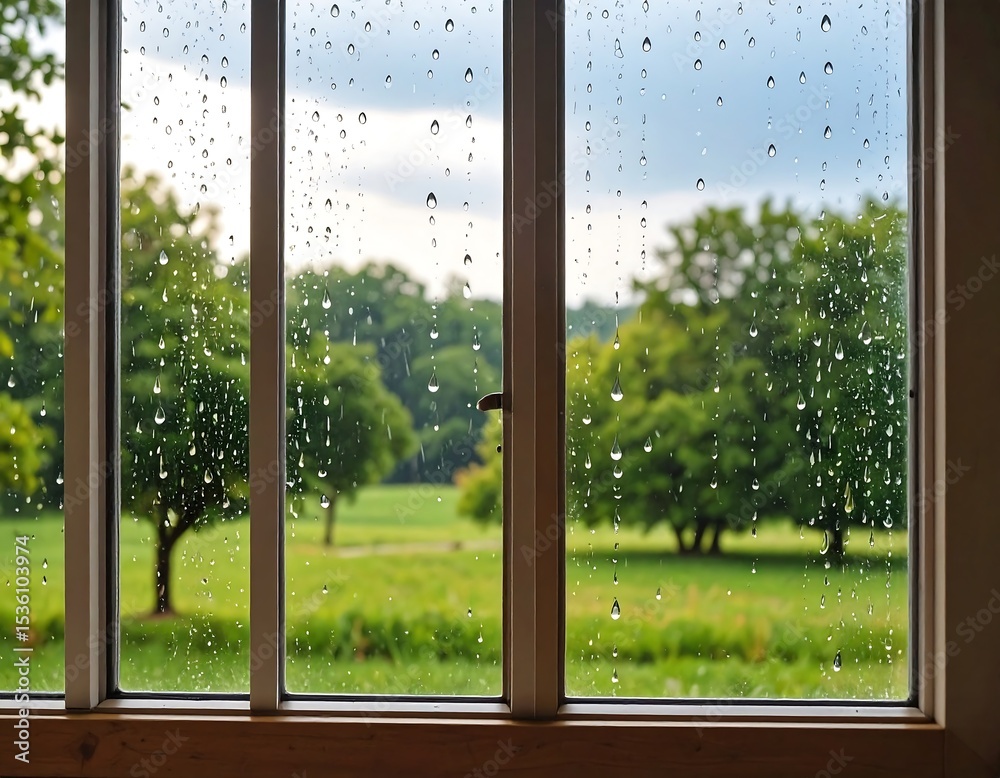 Fototapeta premium Rainy day view from a window