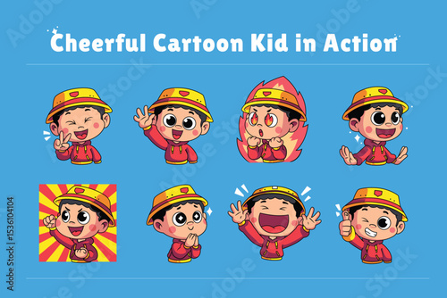 Cheerful Cartoon Kid in Action