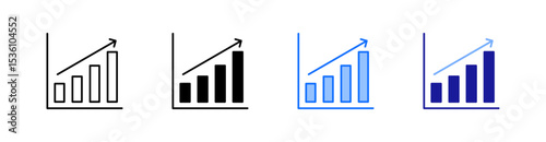 Increase Multiple Style Icon Set Vector 